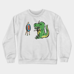 Tyrannosaurus Dinosaur Dino Archer Archery Cartoon Cute Character Crewneck Sweatshirt